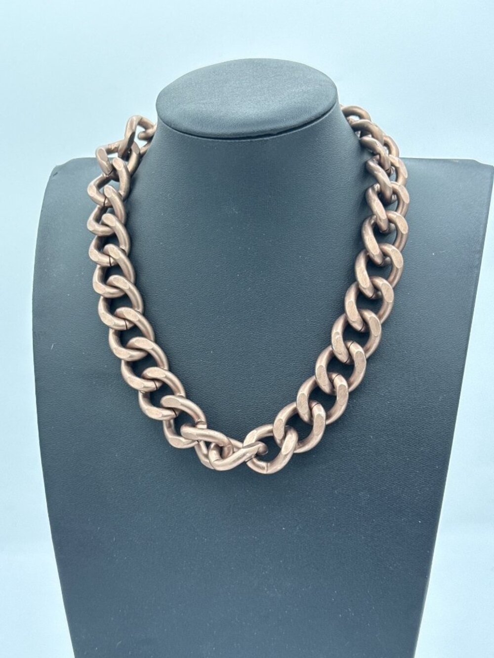 Chunky Silver Double Curb Chain Statement Necklace Retro Goth Collar